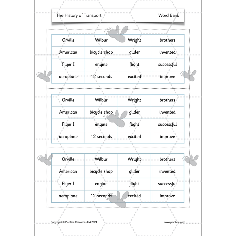 PlanBee The History of Transport KS1 History Lesson Pack