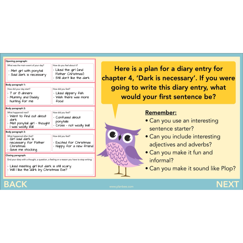 PlanBee FREE | The Owl who was Afraid of the Dark | Diaries KS2