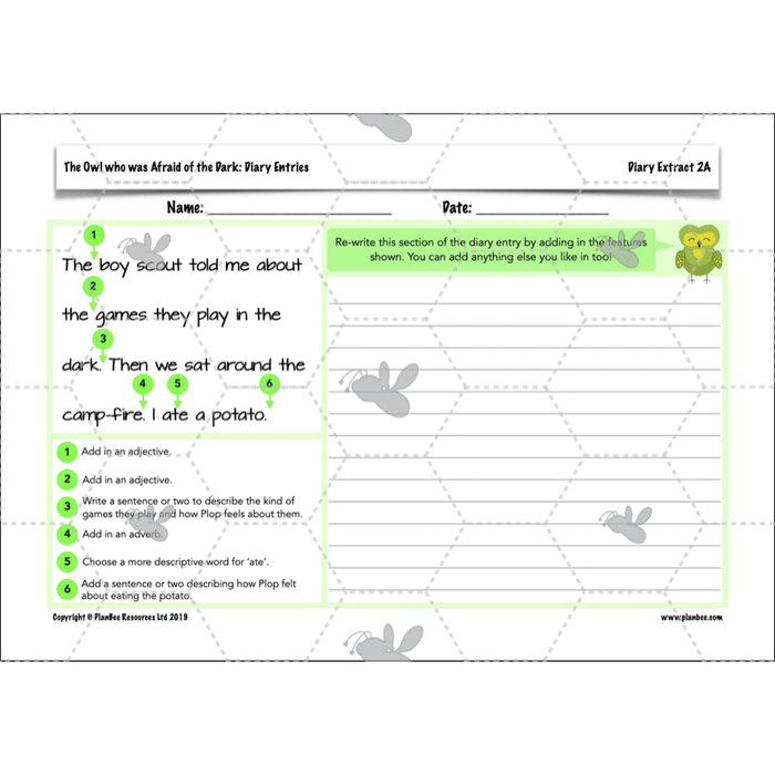 PlanBee FREE | The Owl who was Afraid of the Dark | Diaries KS2