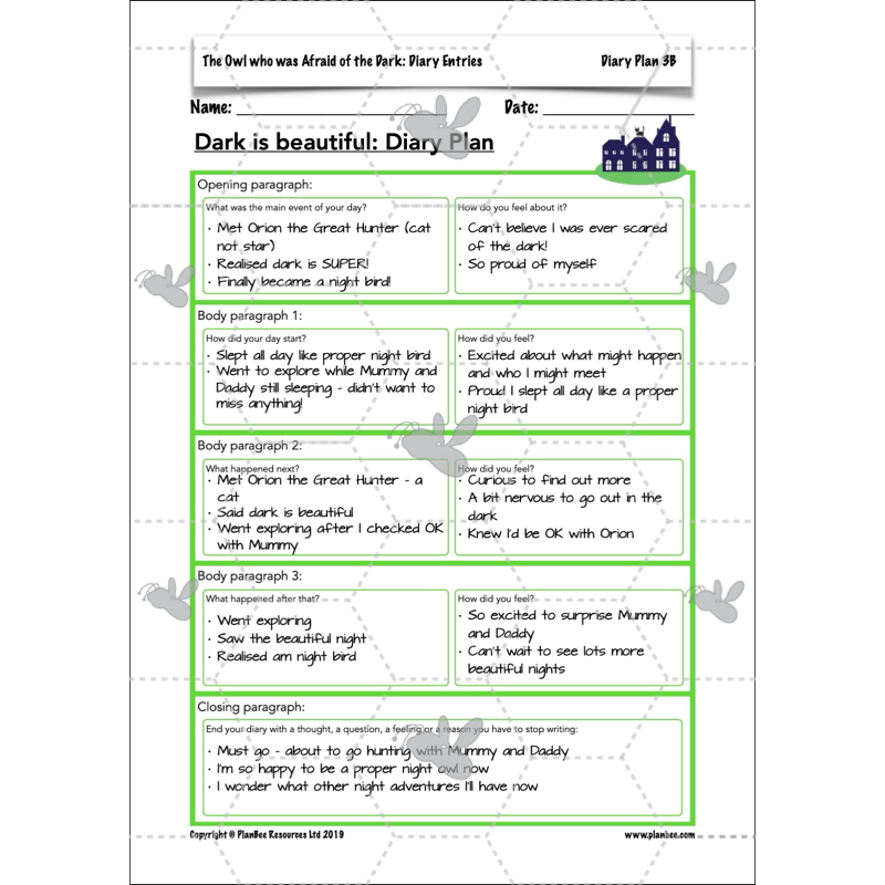 PlanBee FREE | The Owl who was Afraid of the Dark | Diaries KS2