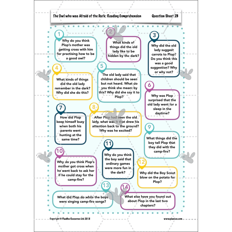 PlanBee The Owl who was Afraid of the Dark | KS2 Comprehension