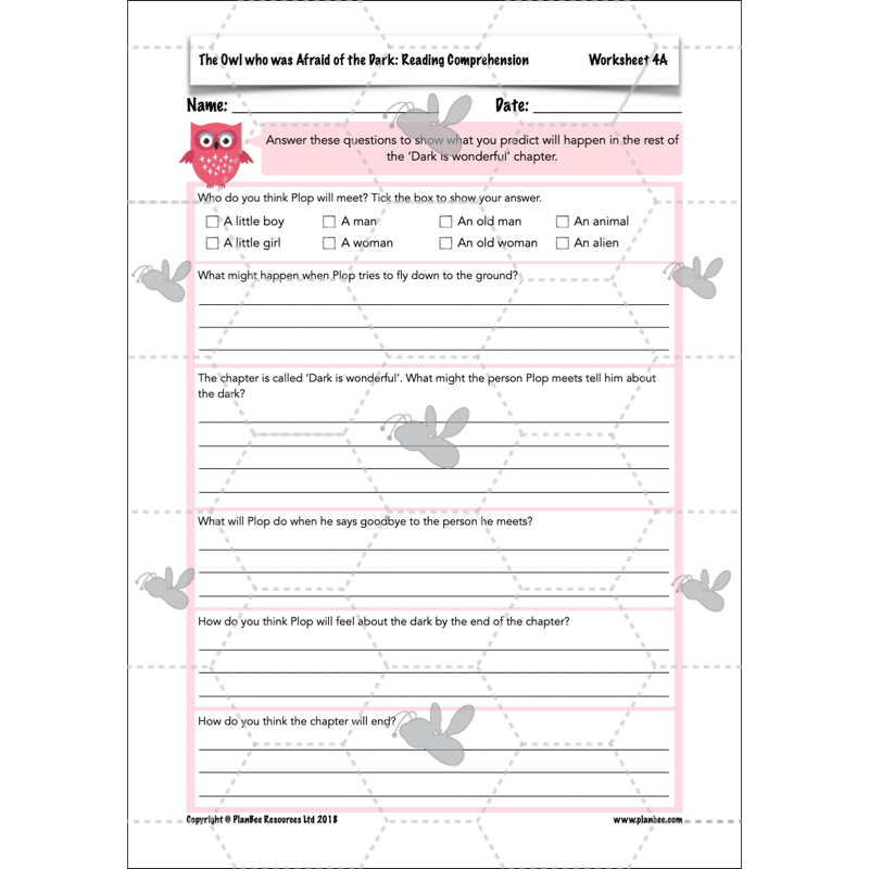 The Owl who was Afraid of the Dark: Reading Comprehension