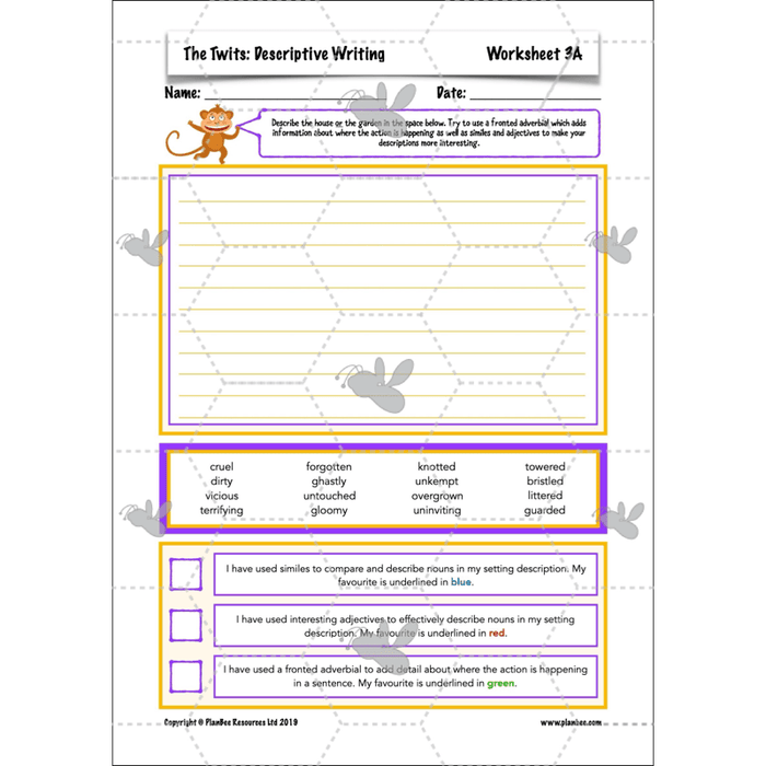 PlanBee The Twits: Descriptive Writing KS2 | Year 4 English Pack