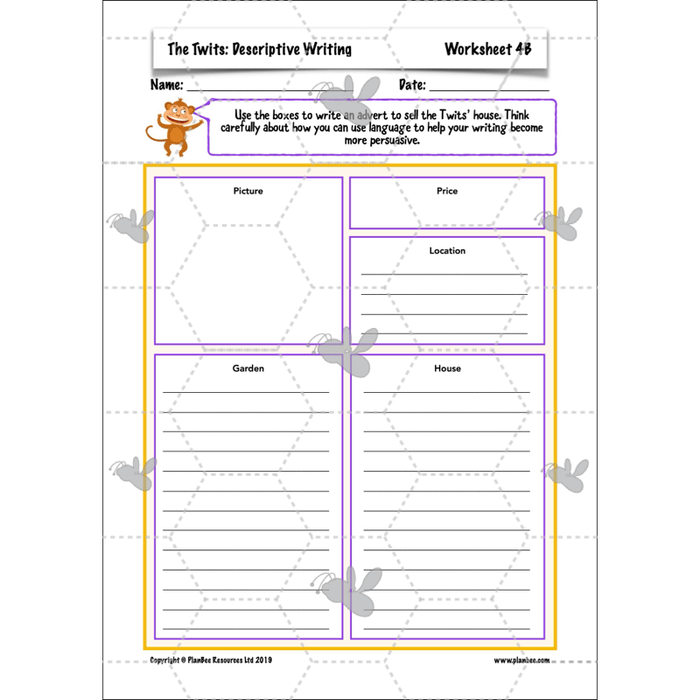 PlanBee The Twits: Descriptive Writing KS2 | Year 4 English Pack
