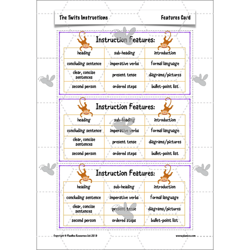 PlanBee The Twits Instructions KS2 | Year 4 English Pack