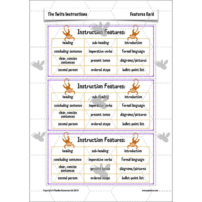 PlanBee The Twits Instructions KS2 | Year 4 English Pack