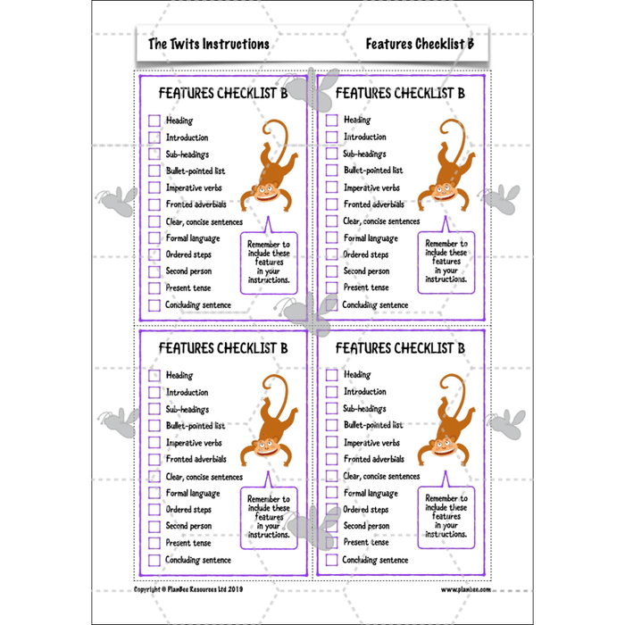 PlanBee The Twits Instructions KS2 | Year 4 English Pack