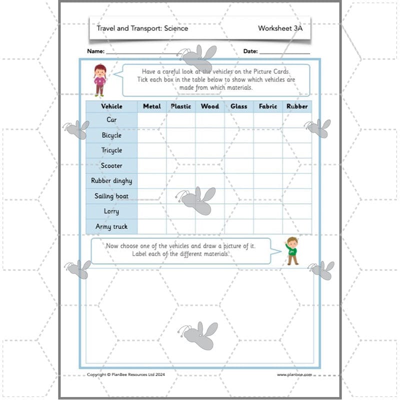 PlanBee Travel and Transport Topic Enrichment Pack