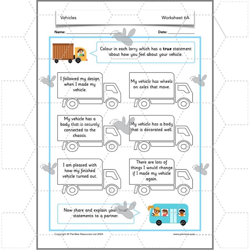 PlanBee Moving Vehicles KS1 Year 2 DT Lesson Planning by PlanBee