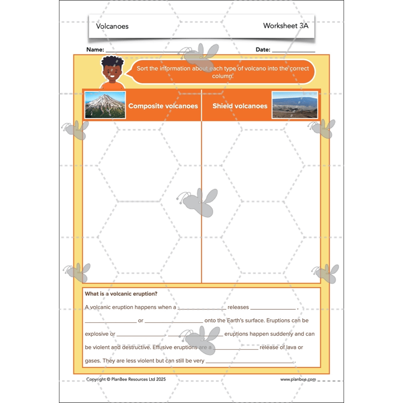 PlanBee Volcanoes KS2 Geography Lesson Planning