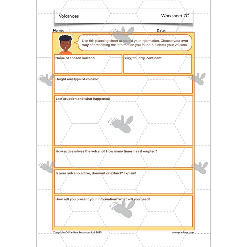 PlanBee Volcanoes KS2 Geography Lesson Planning