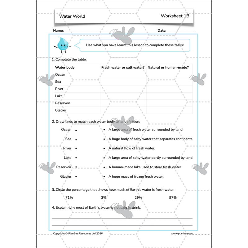 PlanBee Water World Rivers and Coasts KS2 Geography Pack by PlanBee