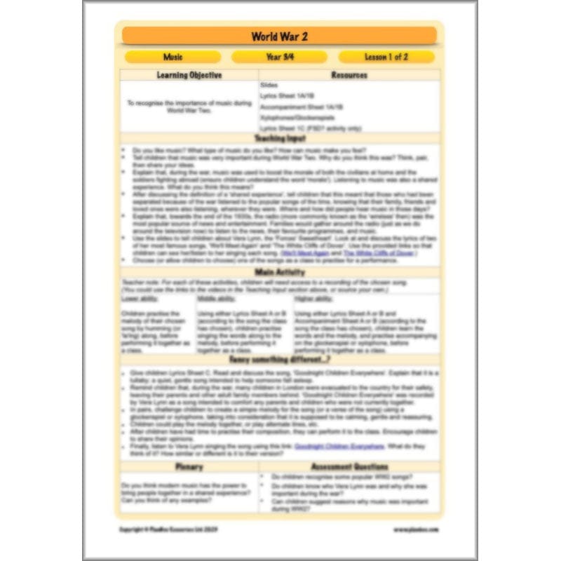 PlanBee World War 2 (Lower KS2) Topic Enrichment Pack