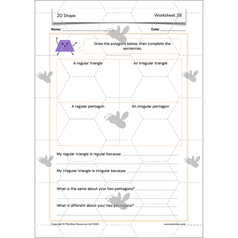 PlanBee 2D Shapes Year 3 Maths Lesson Pack by PlanBee