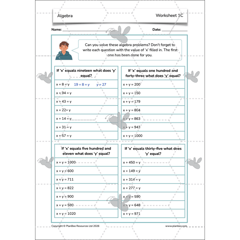 PlanBee Algebra: simple algebra lesson planning for Year 6