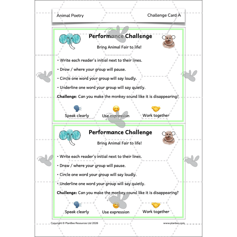 PlanBee Animal Poetry KS1 English Lesson Pack