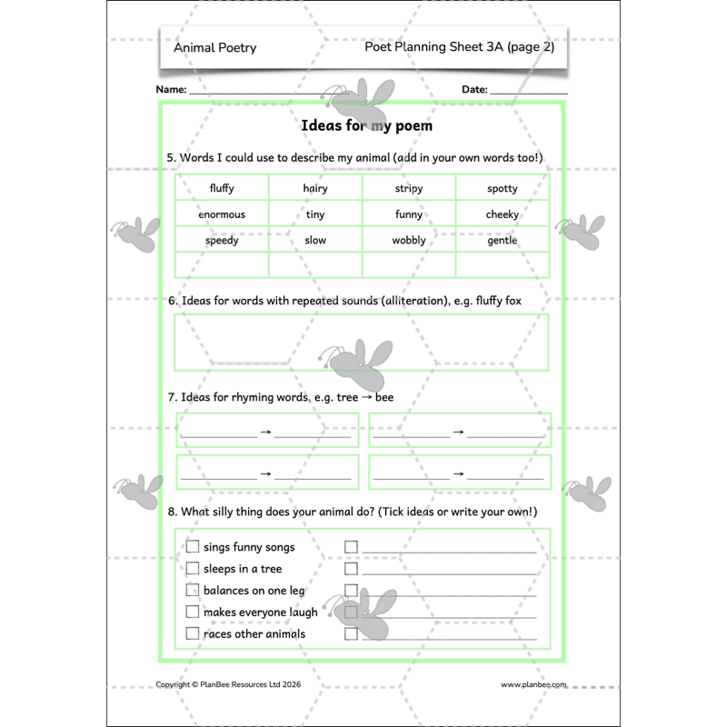PlanBee Animal Poetry KS1 English Lesson Pack