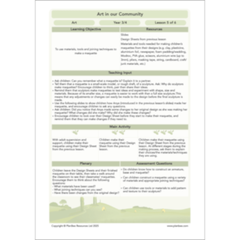 PlanBee Art in our Community | Sculpture KS2 | PlanBee