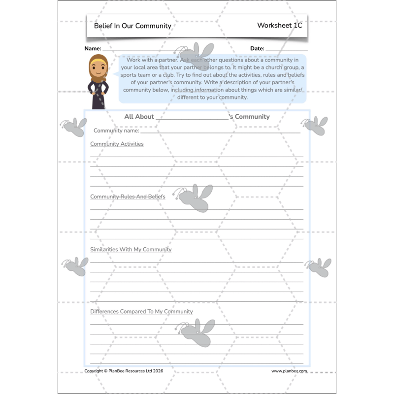 PlanBee Belief In Our Community: Complete set of KS2 RE lessons