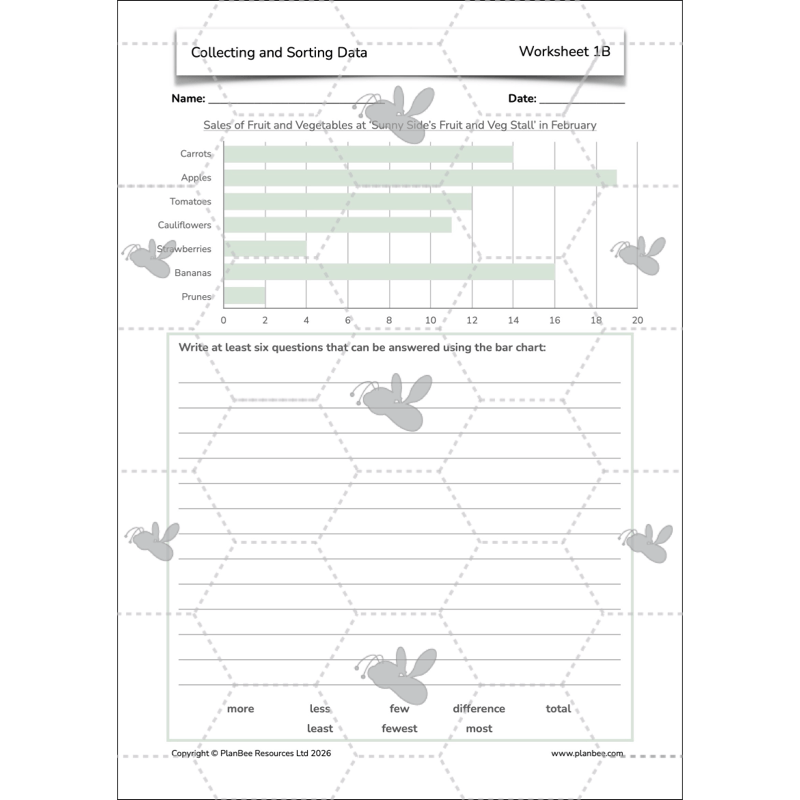 PlanBee Collecting and Sorting Data Year 3 Statistics by PlanBee