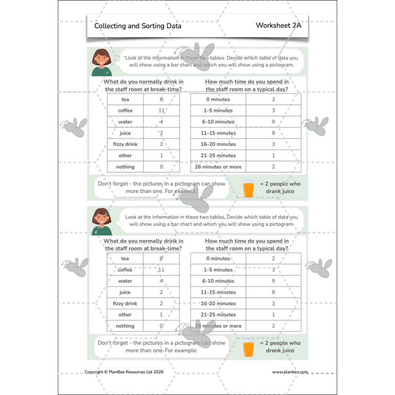 PlanBee Collecting and Sorting Data Year 3 Statistics by PlanBee