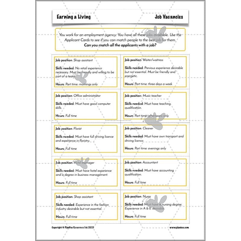 PlanBee Earning a Living: LKS2 Geography planning Year 3 & Year 4