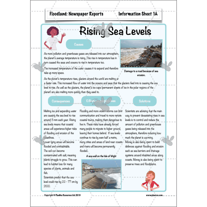 PlanBee Floodland: Newspaper Reports KS2 | Year 6 English Pack