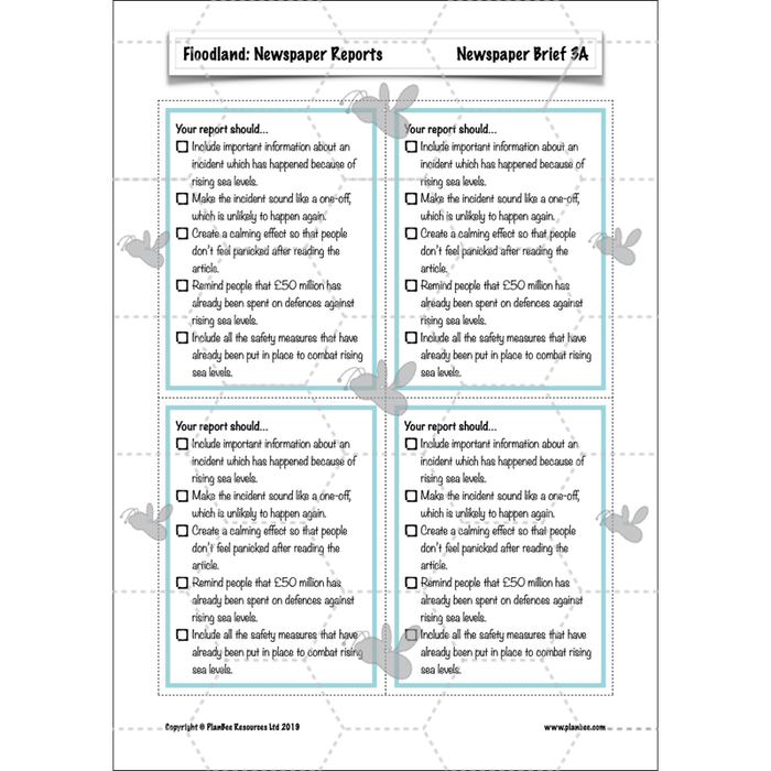 PlanBee Floodland: Newspaper Reports KS2 | Year 6 English Pack