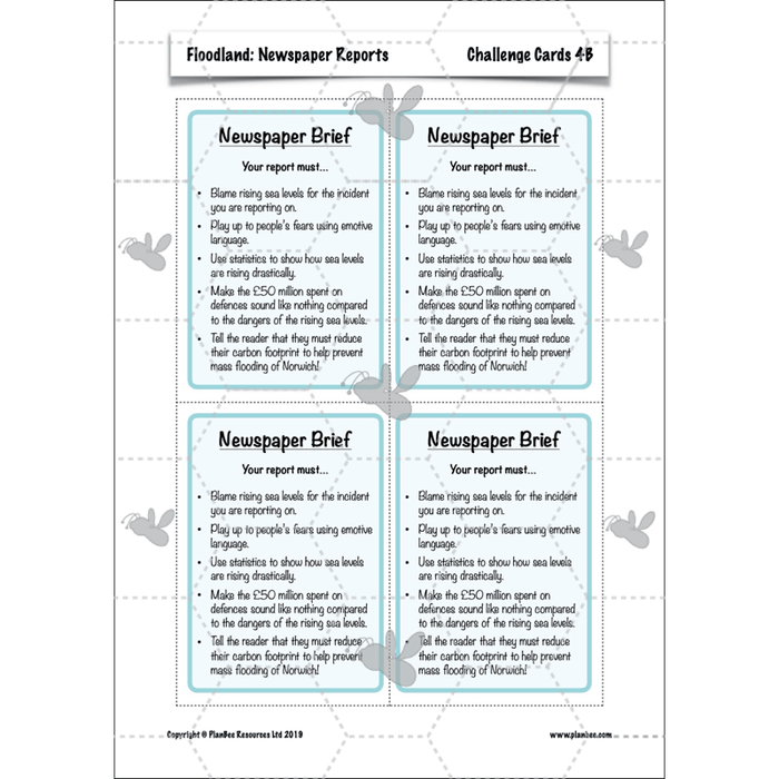 PlanBee Floodland: Newspaper Reports KS2 | Year 6 English Pack