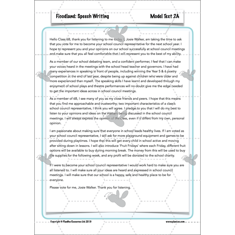 PlanBee FREE Mini-scheme | Floodland: Speech Writing KS2 English