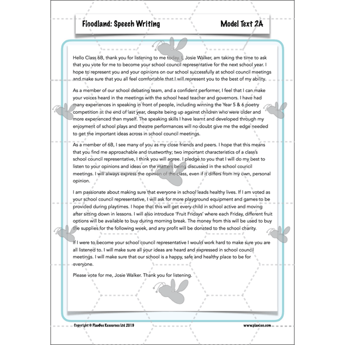 PlanBee FREE Mini-scheme | Floodland: Speech Writing KS2 English