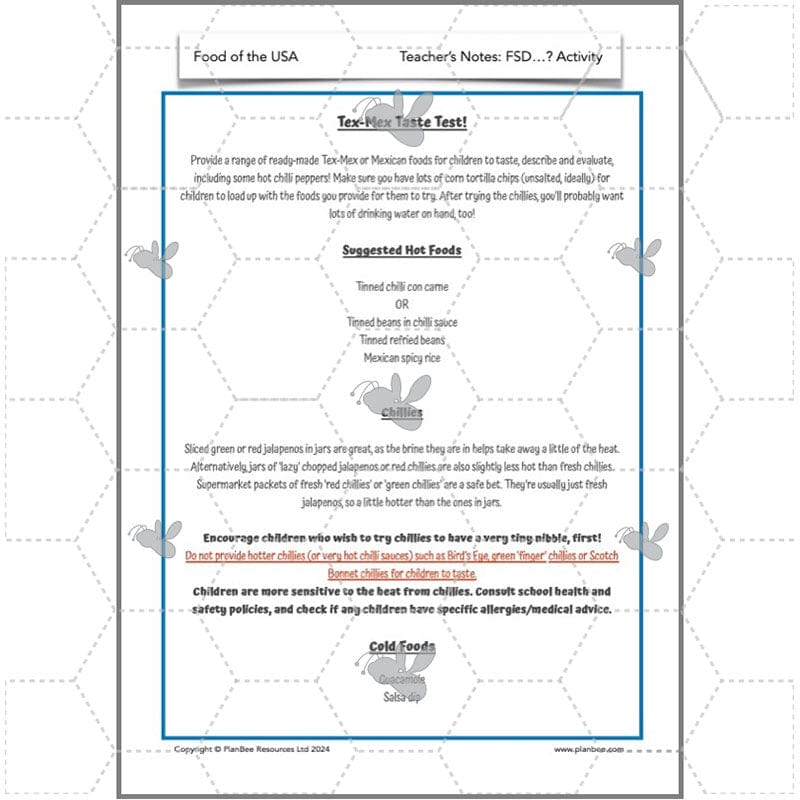 PlanBee Food of the USA KS2 DT Cookery Lessons by PlanBee