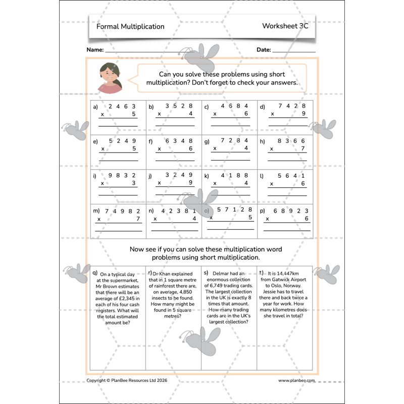 PlanBee Formal Multiplication Year 5 Maths Lessons by PlanBee