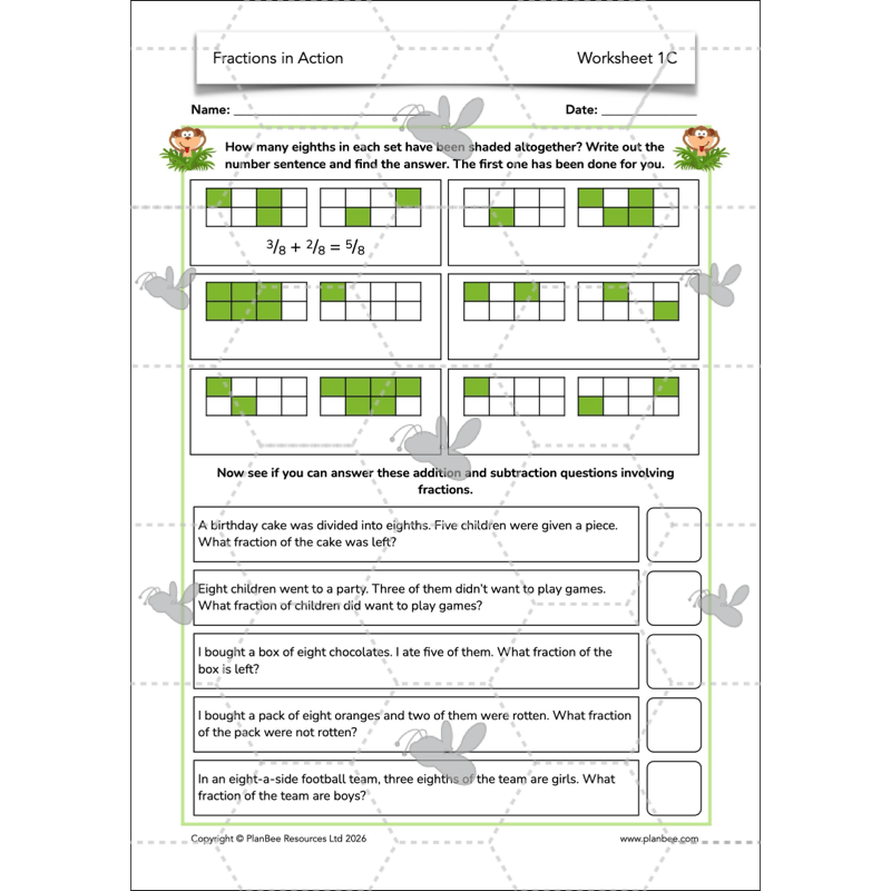 PlanBee Fractions in Action: Year 3 Fractions Planning by PlanBee