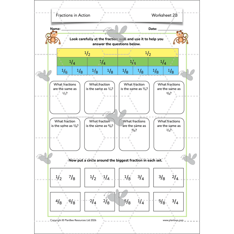 PlanBee Fractions in Action: Year 3 Fractions Planning by PlanBee
