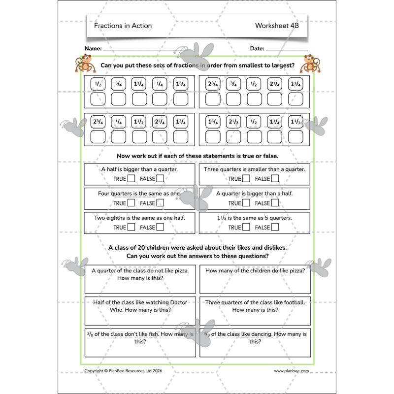 PlanBee Fractions in Action: Year 3 Fractions Planning by PlanBee