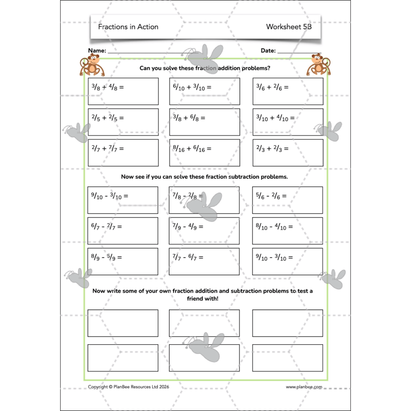PlanBee Fractions in Action: Year 3 Fractions Planning by PlanBee