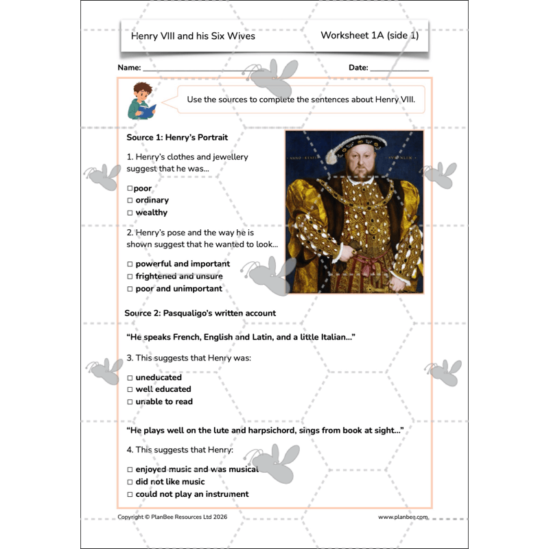 PlanBee Henry VIII and his Six Wives KS2 History Lessons