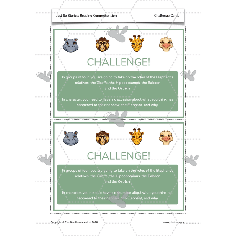 PlanBee Just So Stories KS2 | Reading Comprehension Year 4