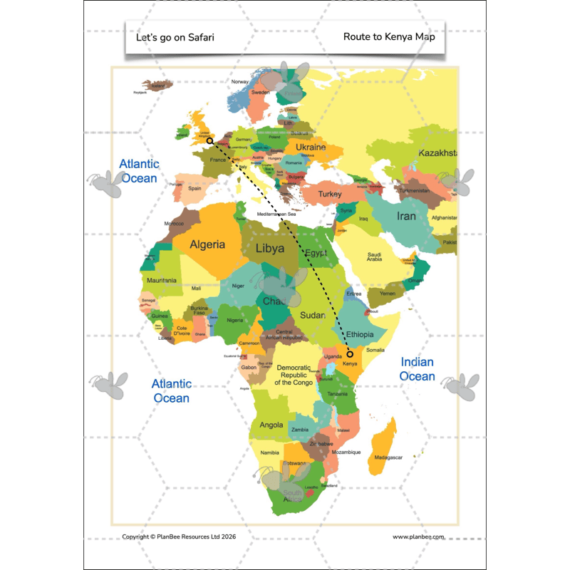 PlanBee Let's go on Safari | Kenya KS1 Geography Lesson Pack