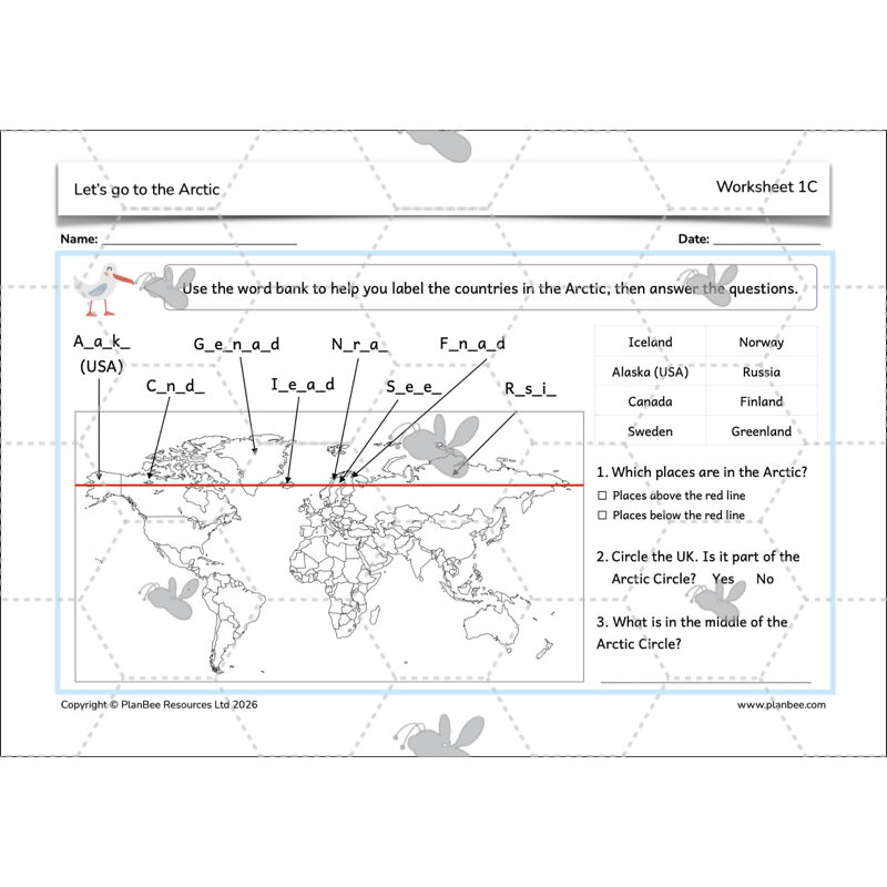 PlanBee Let's go to the Arctic KS1 Geography Lesson Pack