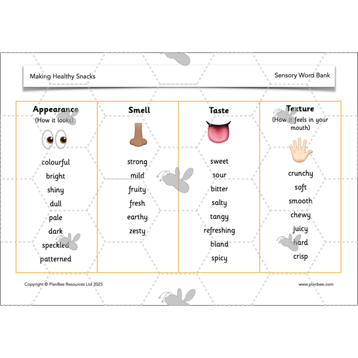 PlanBee Making Healthy Snacks | KS1 DT Lesson Pack