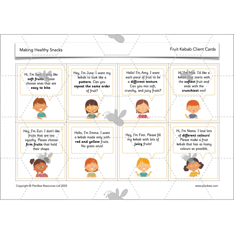 PlanBee Making Healthy Snacks | KS1 DT Lesson Pack