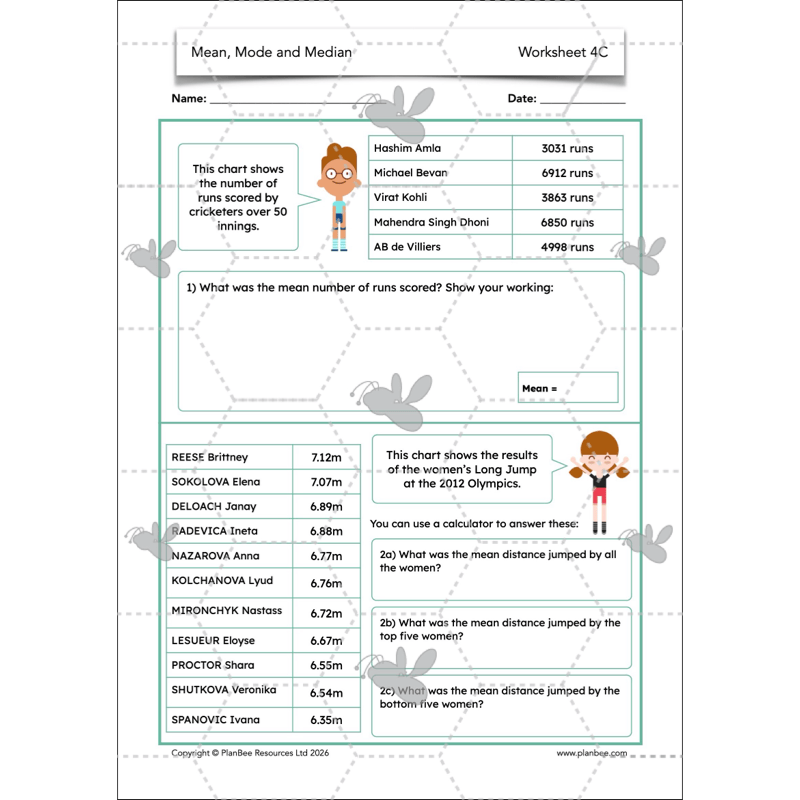 PlanBee Mean Median and Mode Year 6 Maths by PlanBee