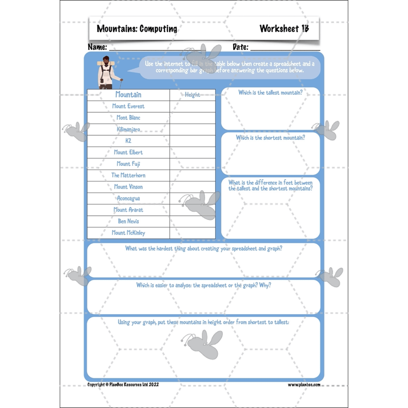 PlanBee Mountains Topic KS2 Enrichment Lesson Pack