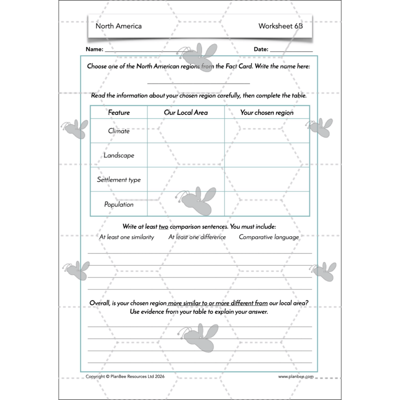 PlanBee North America KS2 Geography Lesson Pack