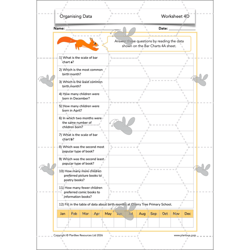 PlanBee Year 3 Statistics Organising Data PlanBee Maths Lesson