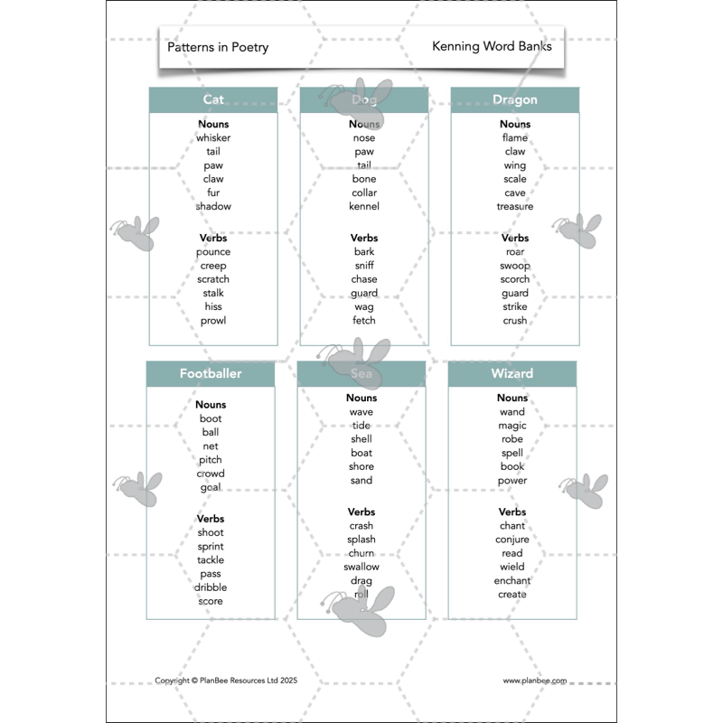 PlanBee Year 3 Patterns in Poetry | Investigating Types of Poems