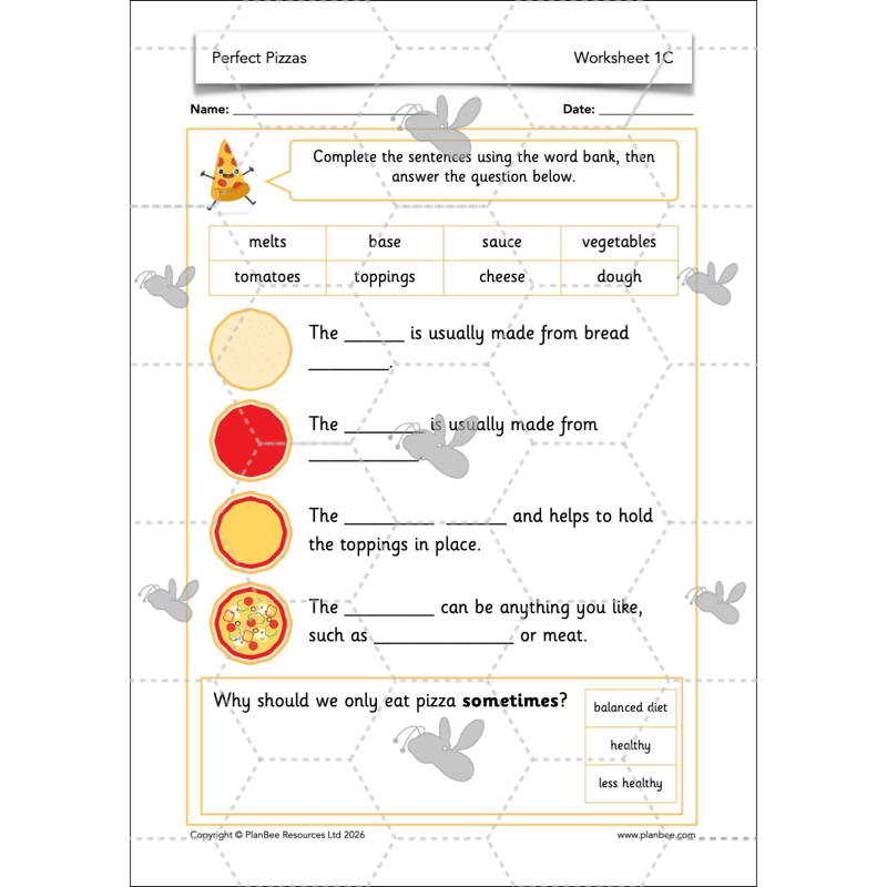 PlanBee Perfect Pizzas KS1 DT Lesson Pack