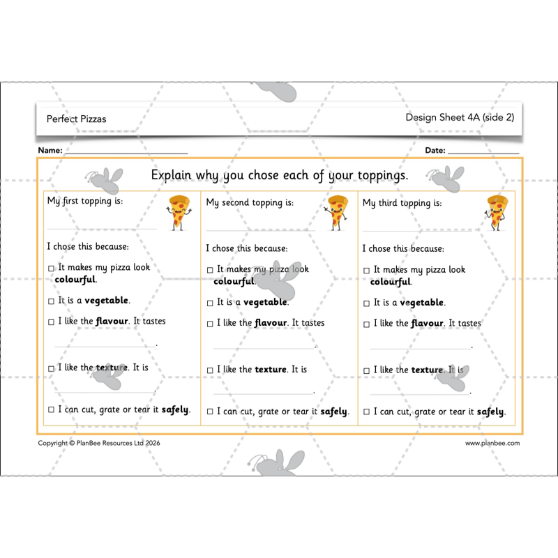 PlanBee Perfect Pizzas KS1 DT Lesson Pack